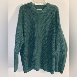 American Eagle Teal Ribbed Knit Crewneck Sweater